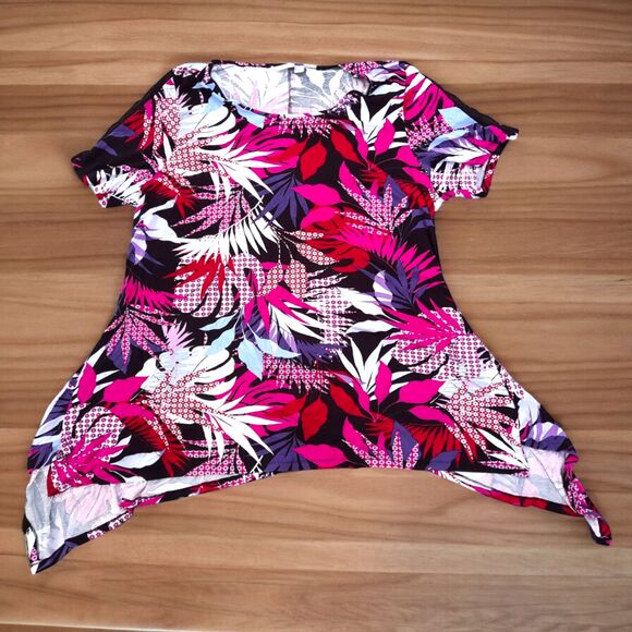 ZIM & ZOE Plus Size 26 28 Maximalist Pink & Purple Stretch Blouse Top - Picture 1 of 5